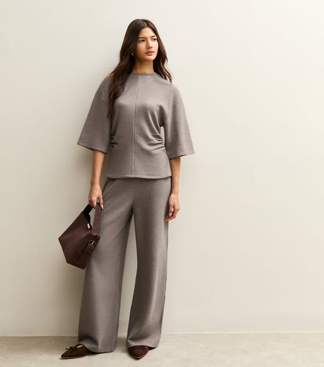 New Look Women's Mid Grey Soft Touch Ruched Waist Top New Look - 3