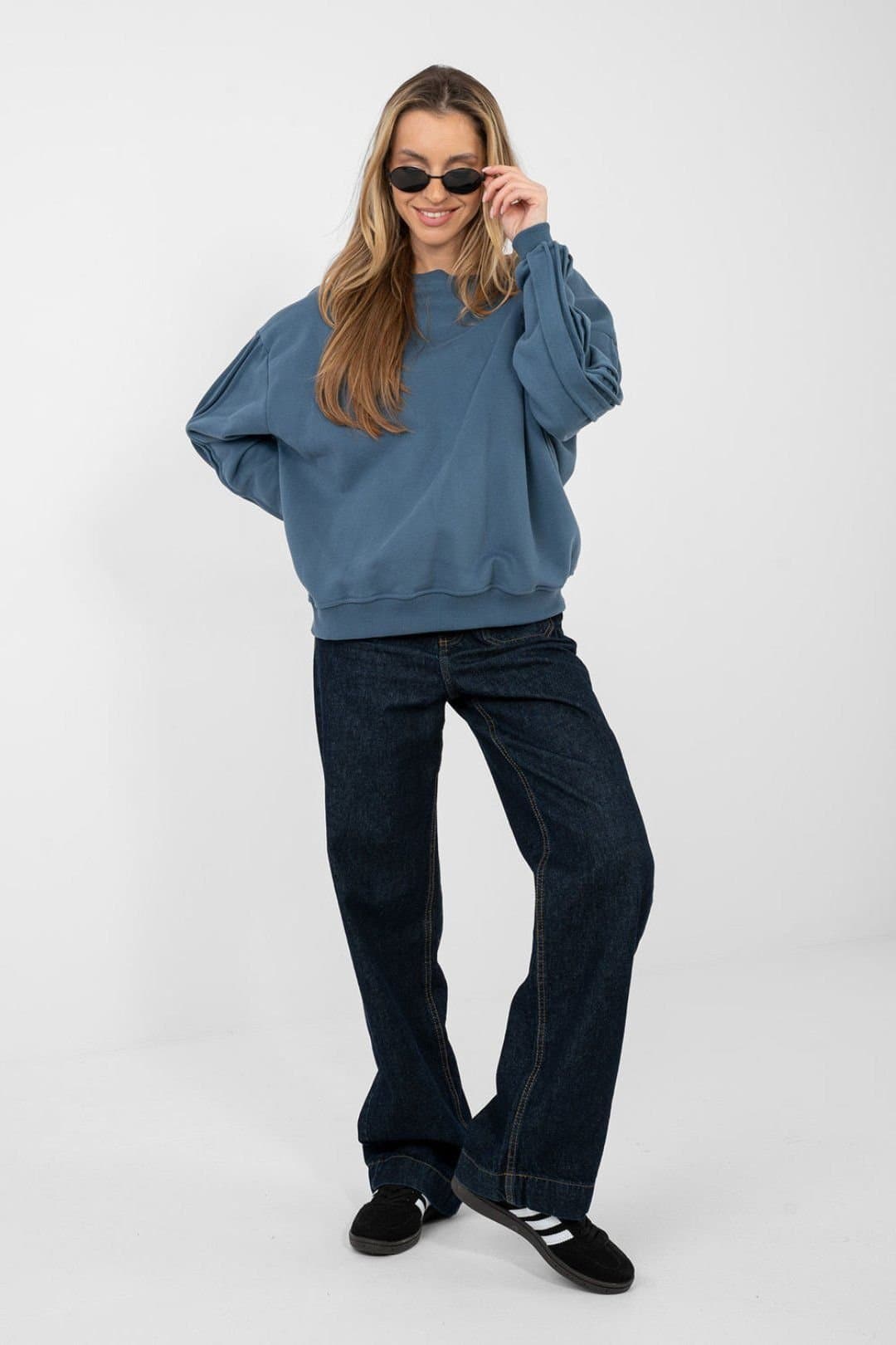 Love Lace Love Lace Women's Blue Cotton Elastane Sweatshirt