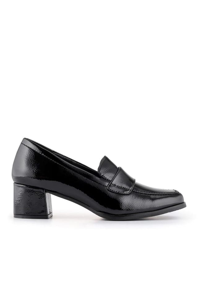 Jones Bootmaker Jones Bootmaker Women's Brielle Patent Leather Heeled Loafers in Jet Black - 2