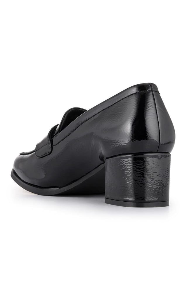 Jones Bootmaker Jones Bootmaker Women's Brielle Patent Leather Heeled Loafers in Jet Black - 3