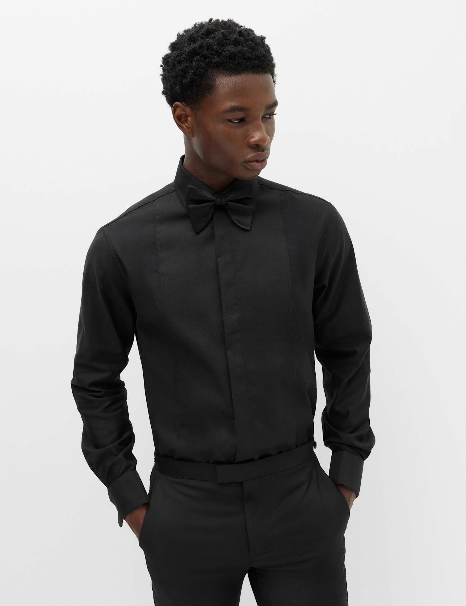Marks & Spencer M&S Regular Fit Luxury Cotton Double Cuff Dress Shirt Black
