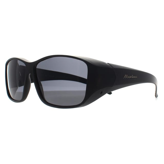 montana montana Men's Rectangle Matte Black Smoke Polarized FO4 Fit Over Glasses Sunglasses - 2