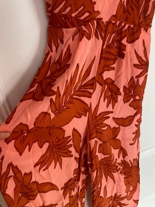 Oliver Bonas New Oliver Bonas Orange peach floral all in one playsuit holiday summer knot jumpsuit