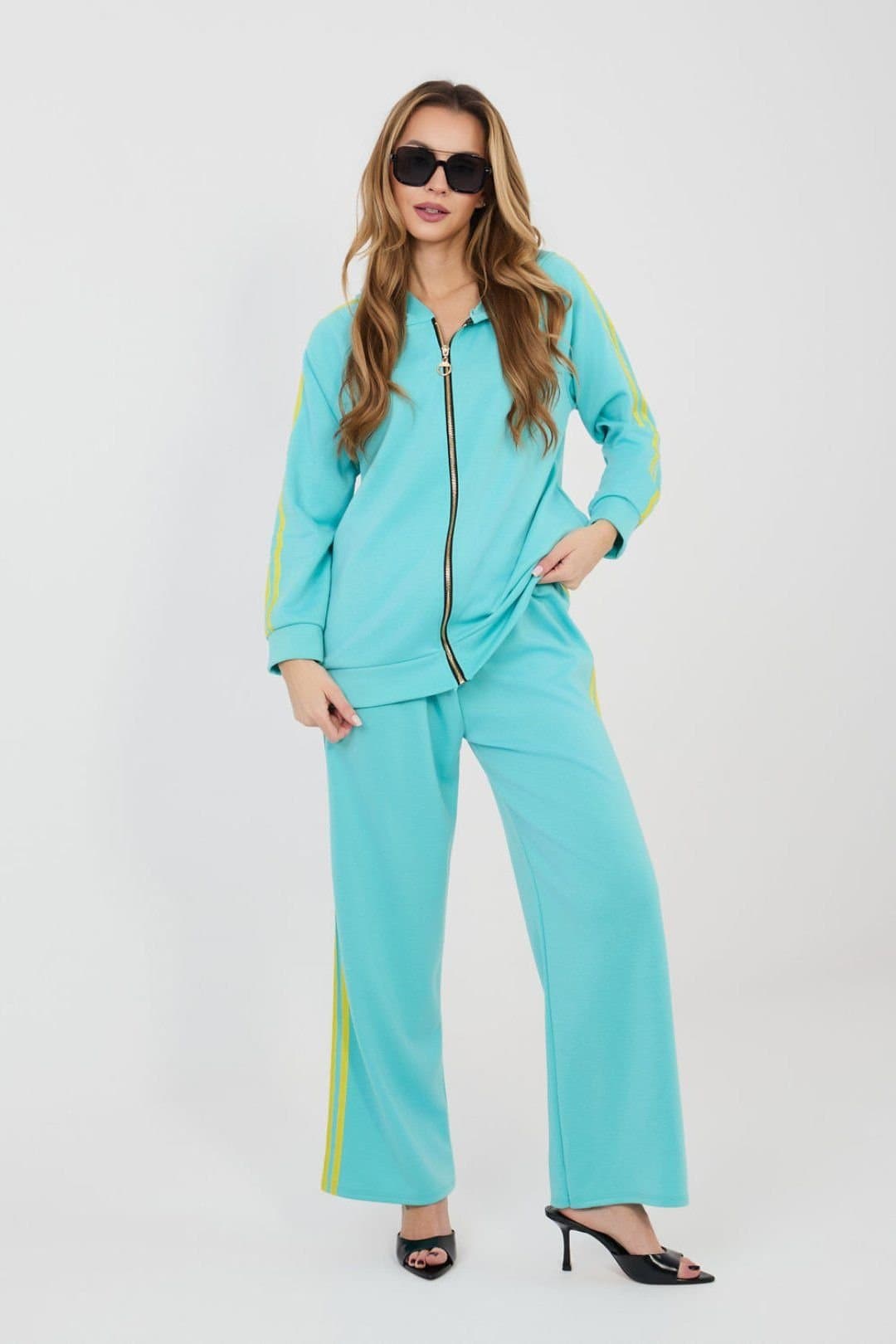 Love Lace Love Lace Women's Paris Stripe Hooded Tracksuit Set Pants in Blue