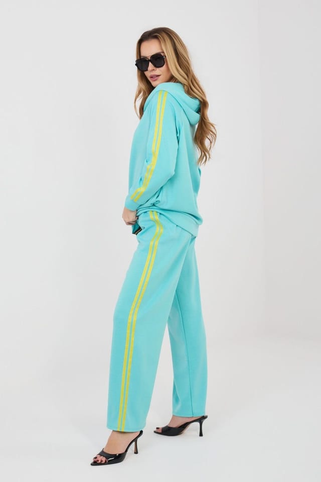 Love Lace Love Lace Women's Paris Stripe Hooded Tracksuit Set Pants in Blue - 2