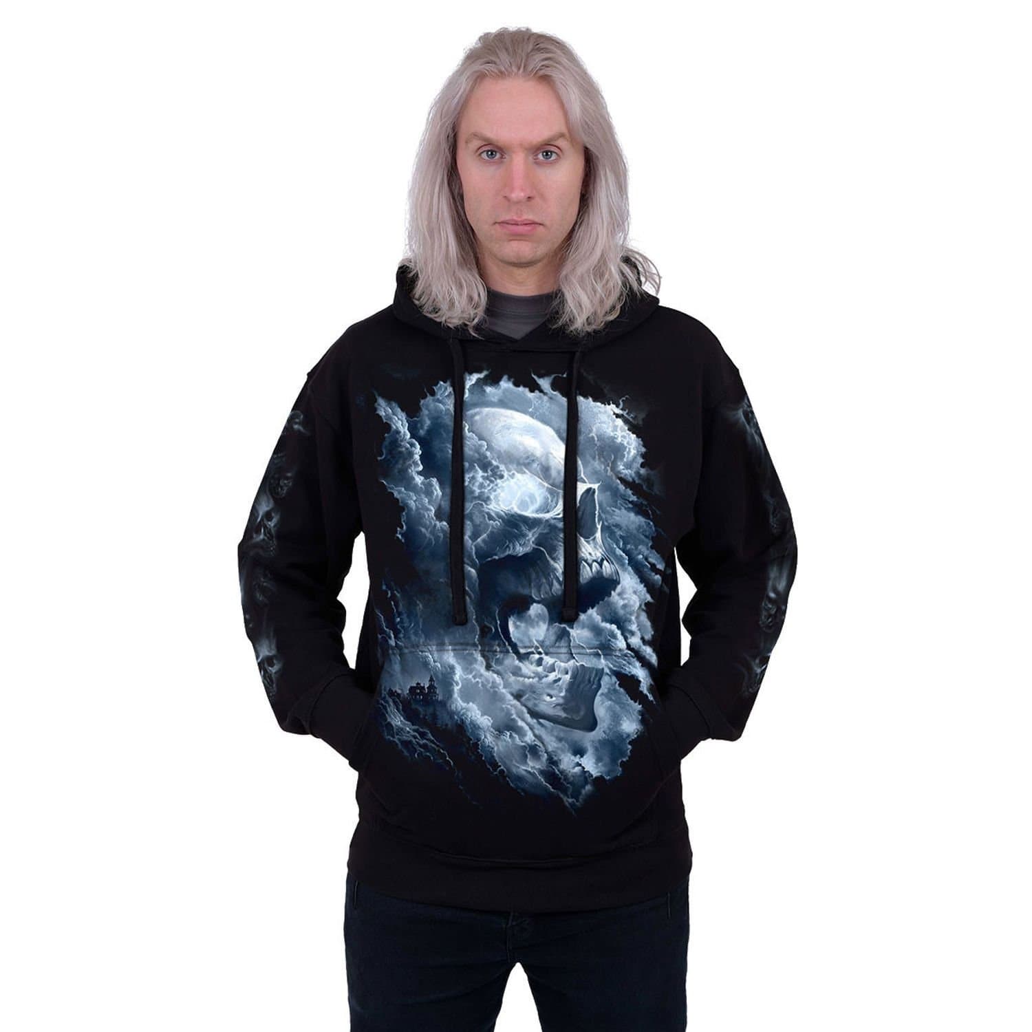 Spiral Direct Spiral Direct Men's Grave Skies Back Print Pullover Hoodie in Black