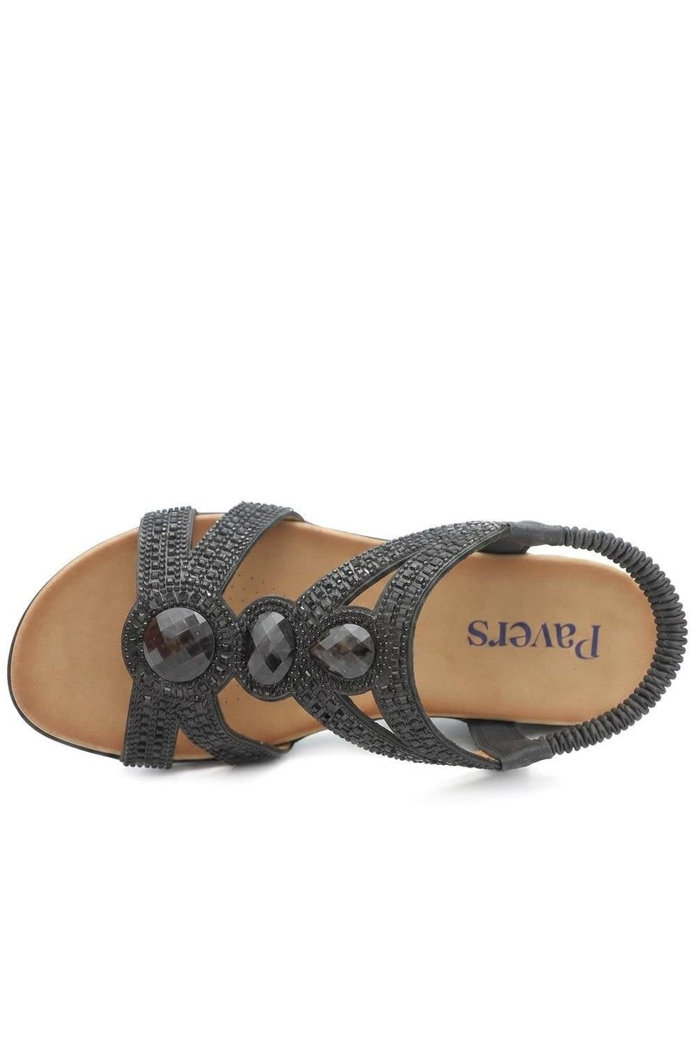 Pavers Pavers Women's Elasticated Wedge Sandals with Cushioned Insole in Black - 4