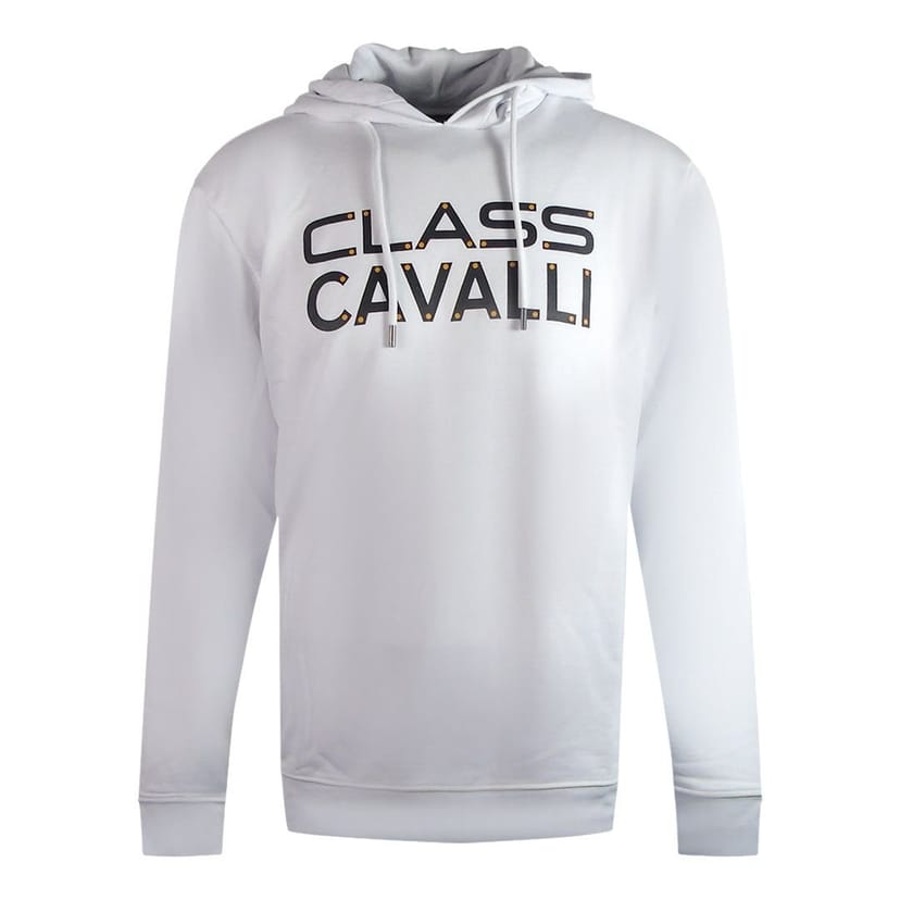 Cavalli Class Cavalli Class Men's Reverse Logo White Hoodie - 1