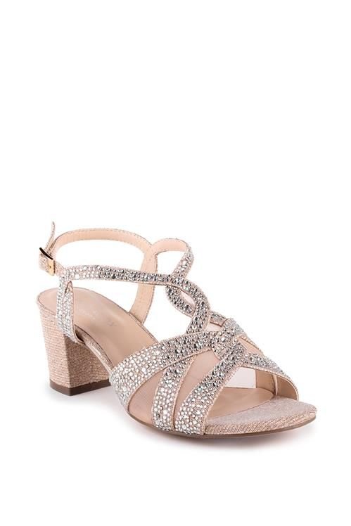 Paradox London Paradox London Women's Glitter 'Nadia' Wide Fit Block Heel Sandals in Metallic Gold - 2