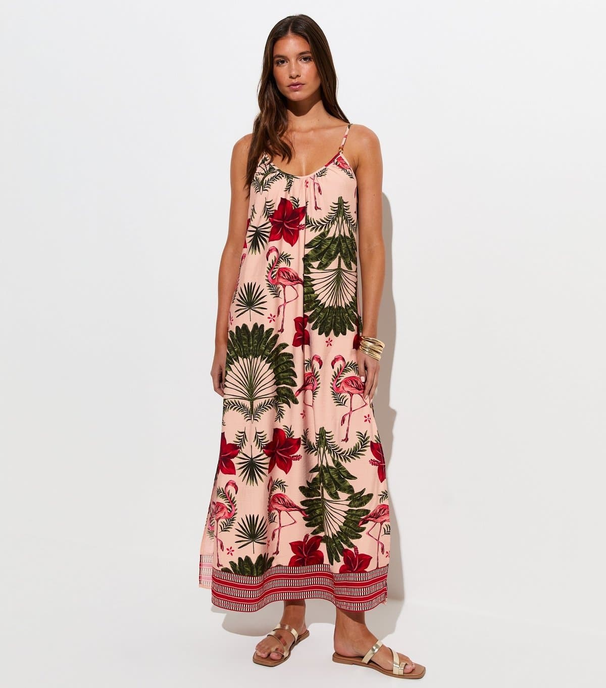New Look Women's Pink Flamingo Print Maxi Dress New Look