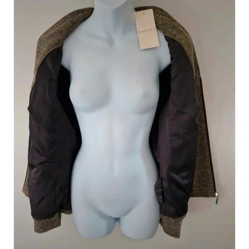 Eastex Eastex khaki retro boucle zip up womens blazer jacket UK size 14 brand new with tags