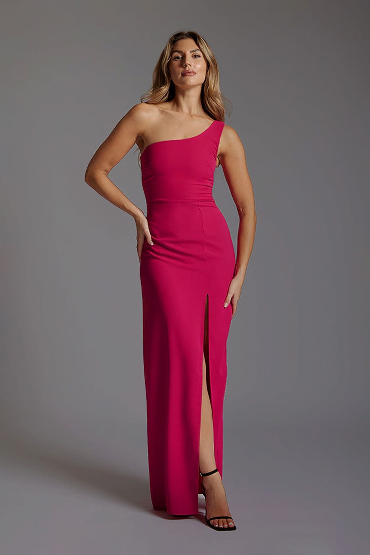 Vesper Vesper Women's One Shoulder Maxi Dress in Pink - 1