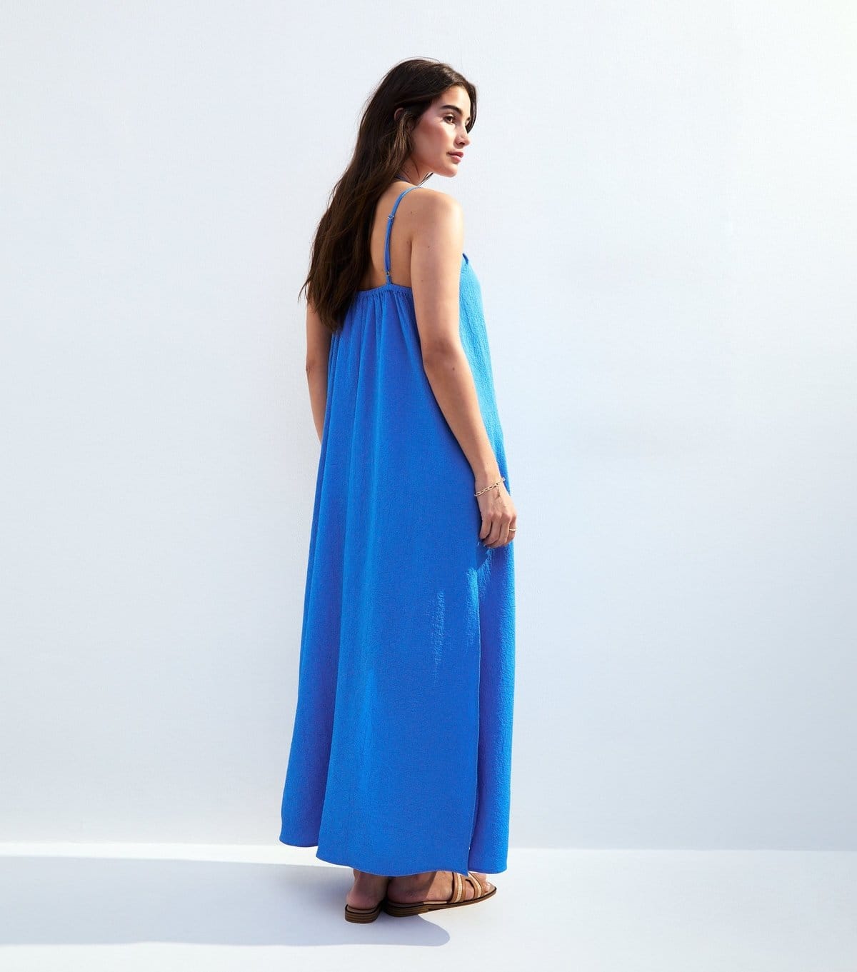 New Look Women's Blue Textured Beaded Strap Beach Maxi Dress New Look - 4