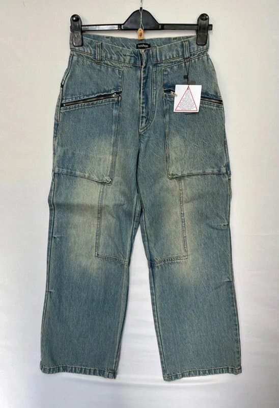 Boohoo Boohoo Blue Utility Cargo Jeans – UK 10