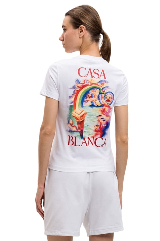 Casablanca Casablanca Men's Nature Teacher Short Sleeve Round T-shirt in White - 2