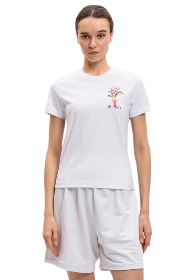 Casablanca Casablanca Men's Nature Teacher Short Sleeve Round T-shirt in White - 3