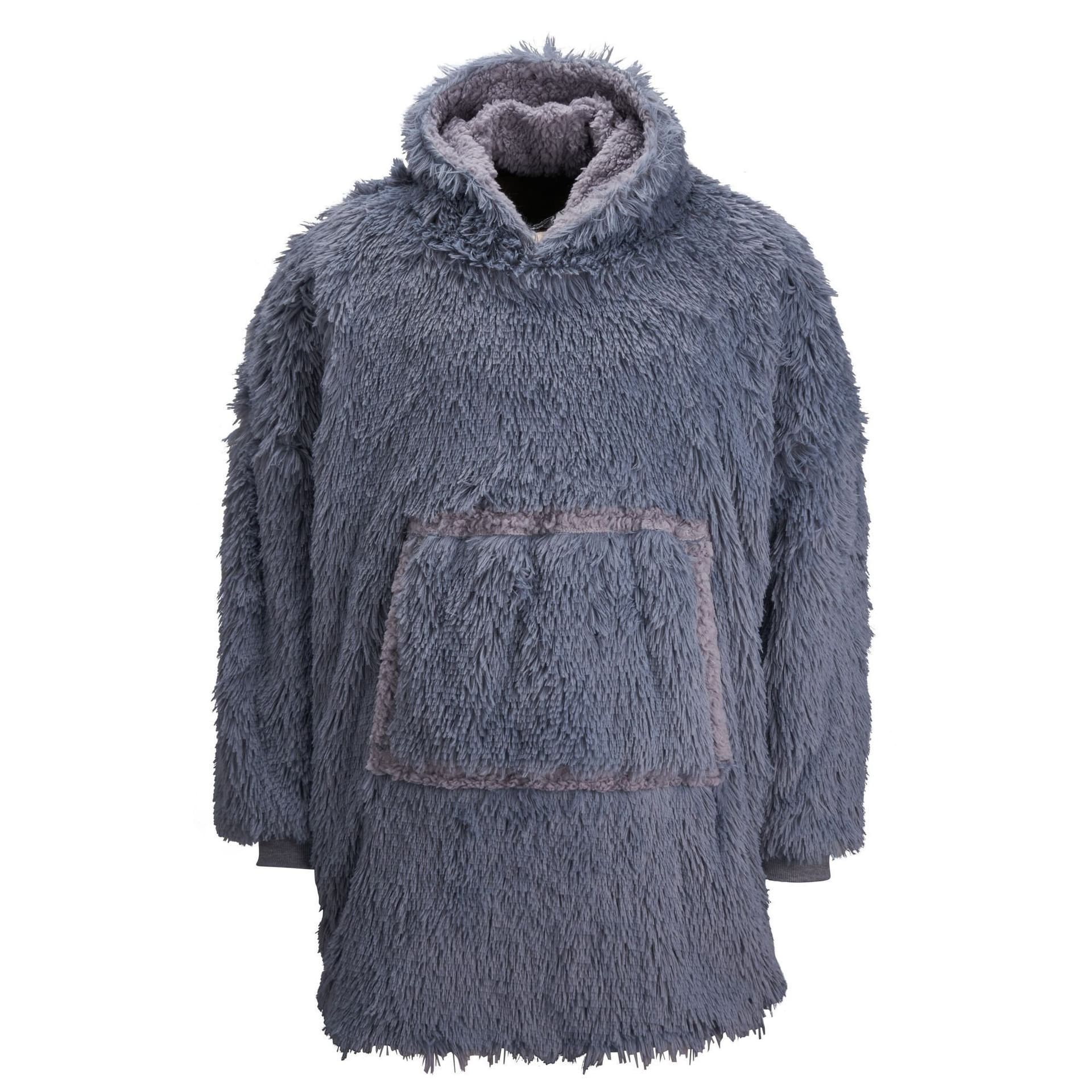 Ribbon Ribbon Men's Sherpa Reversible Oversized Hoodie in Grey