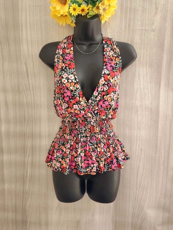 New Look New look floral halter peplum top uk 12🩷💚