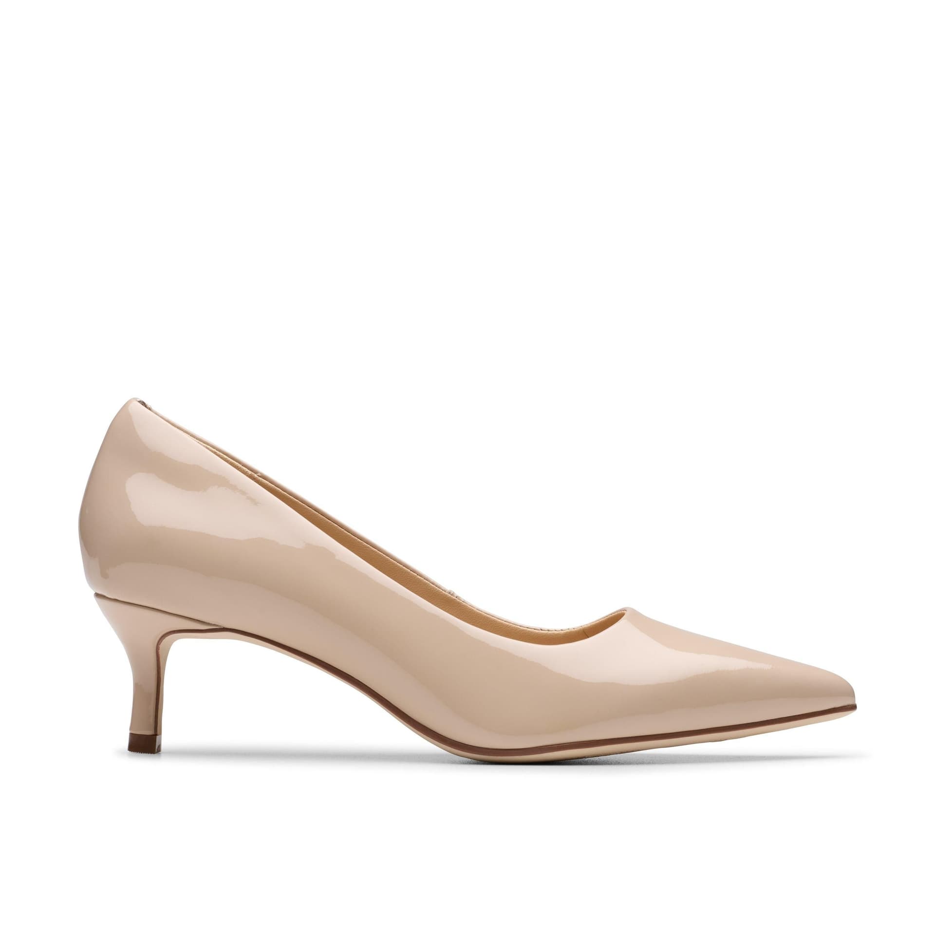 Clarks Clarks Women's Zarey Court Sand Patent Court Shoes, Slip Ons, Heels in Beige