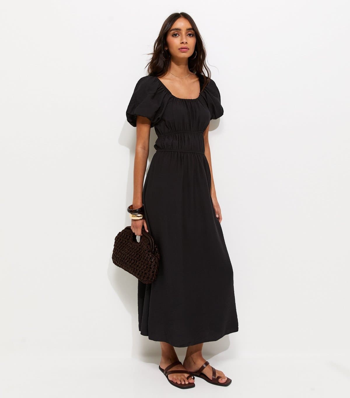 New Look Women's Black Milkmaid Midi Dress New Look