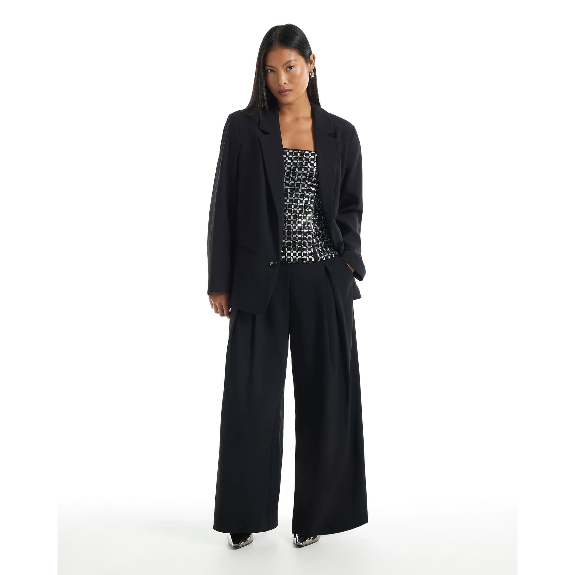 River Island River Island Womens Petite Black Crepe Blazer