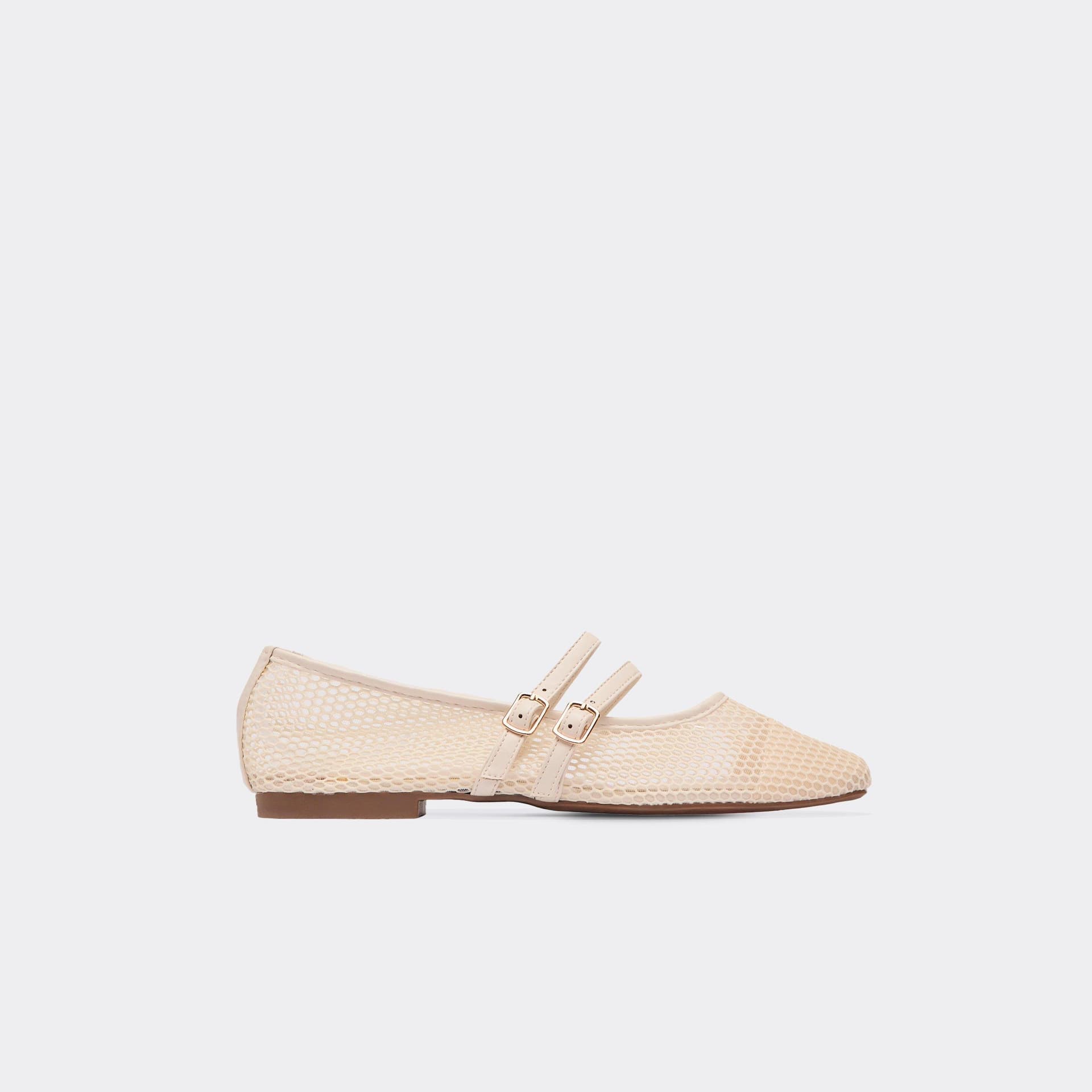 EGO EGO Cream Faux Leather Ballet Pump With Mesh Detail