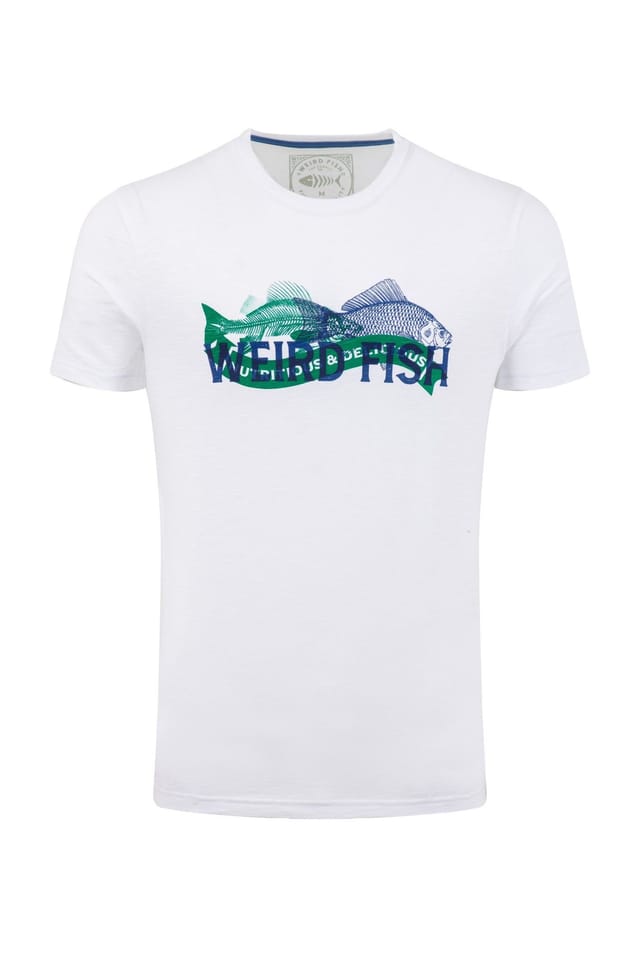Weird Fish Weird Fish Men's Fishmonger Front Print Graphic T-Shirt in White - 2