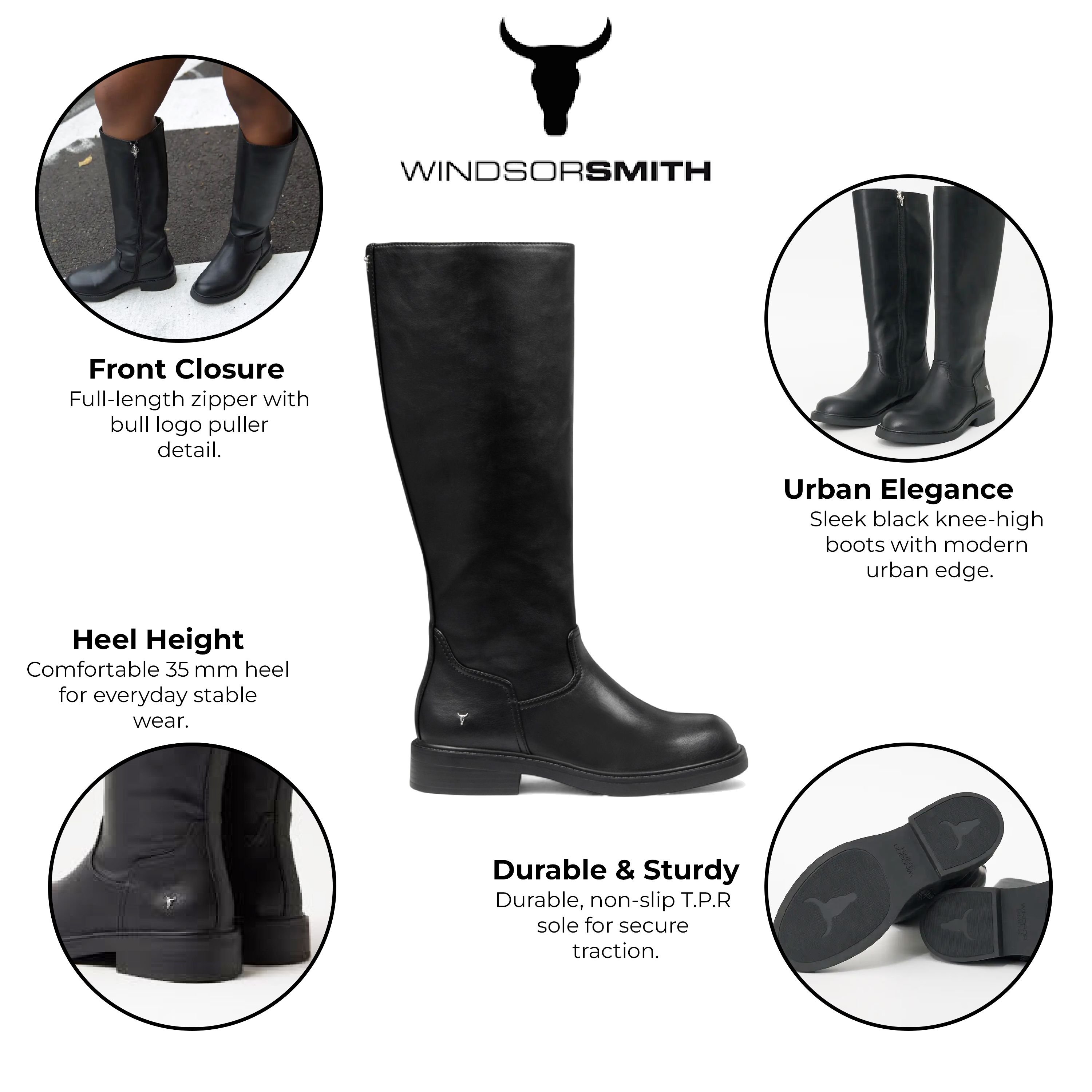 Windsor Smith Windsor Smith Women's Fuax Leather Knee High Tall Boots - Blessing in Black - 2