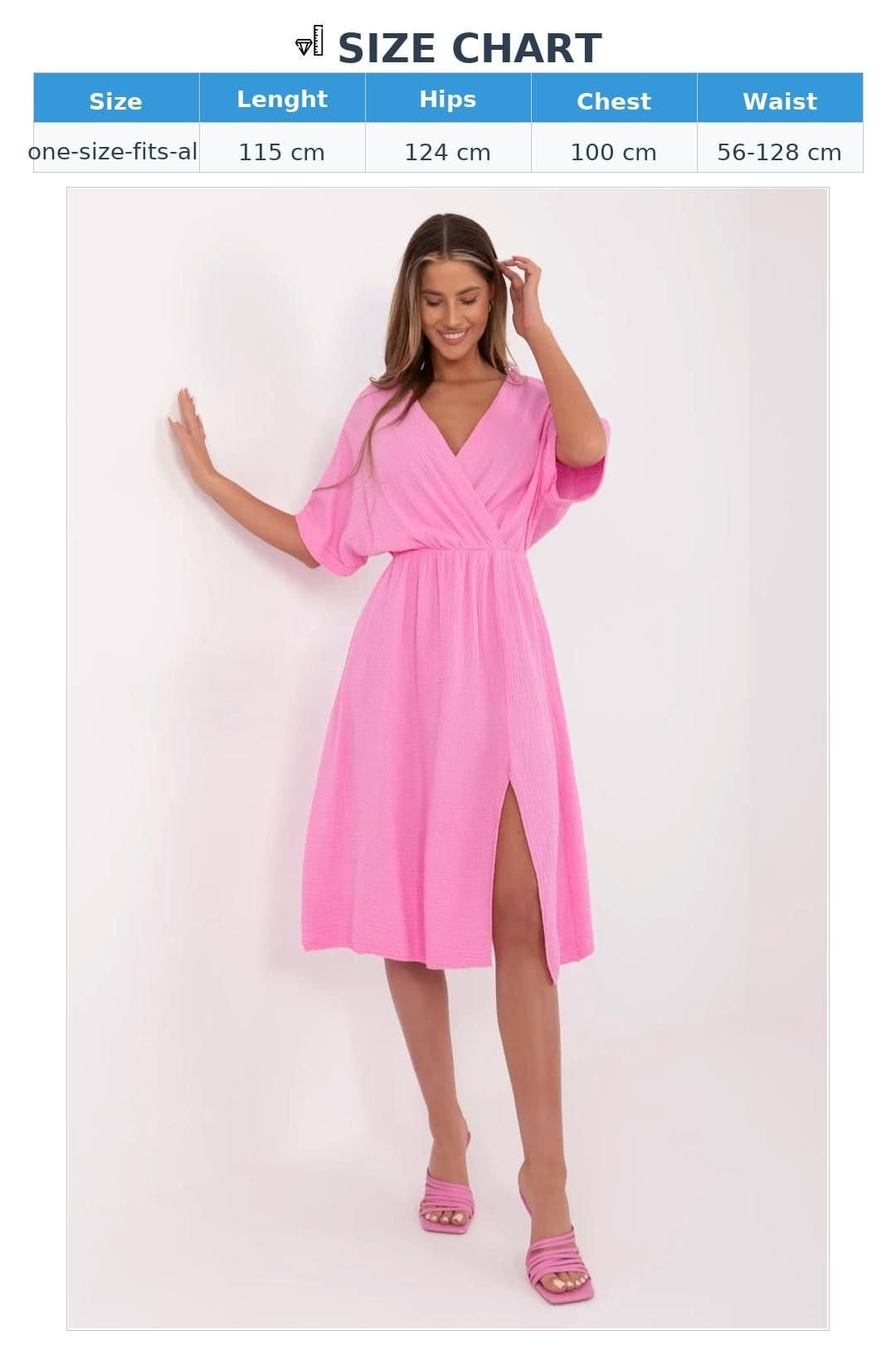 Love Lace Love Lace Women's Cotton Muslin Wrap Midi Summer Dress Style 212055 in Pink - 4