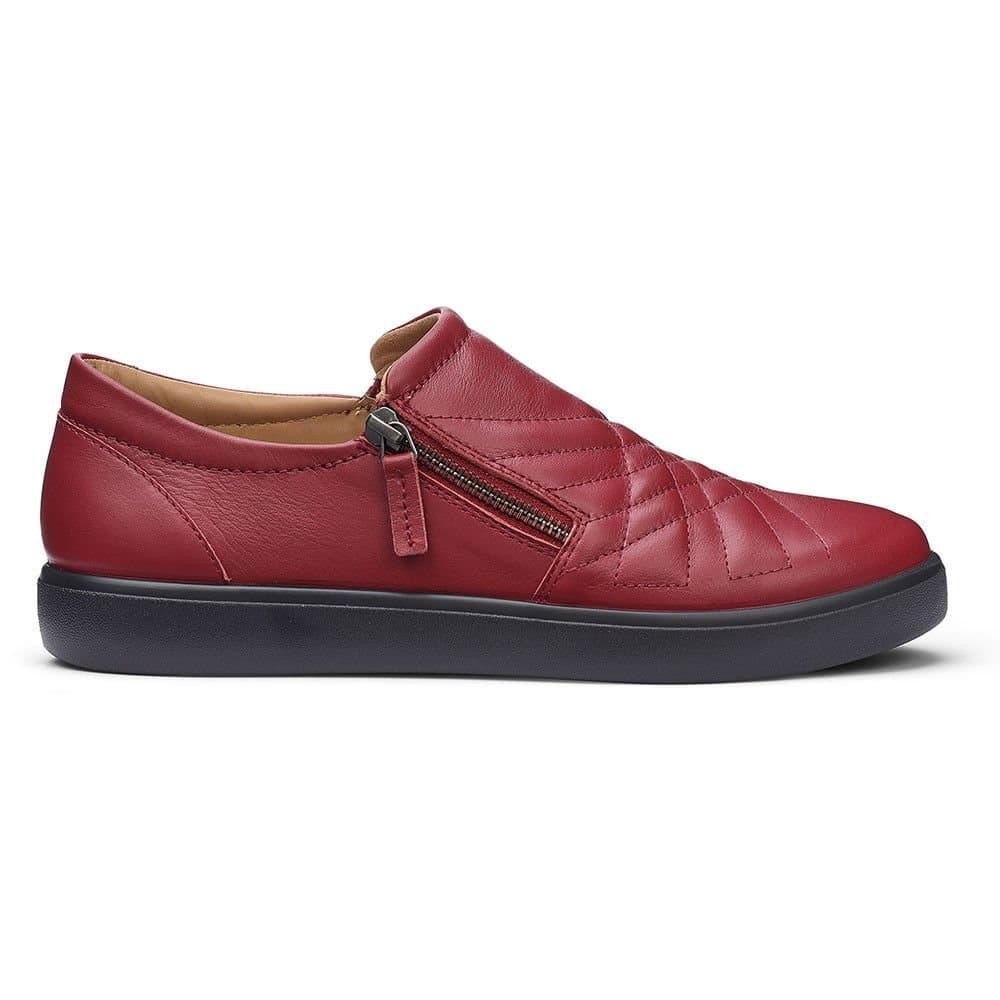 Hotter Hotter Women's Extra Wide 'Poppy' Quilted Trainers in Dark Red