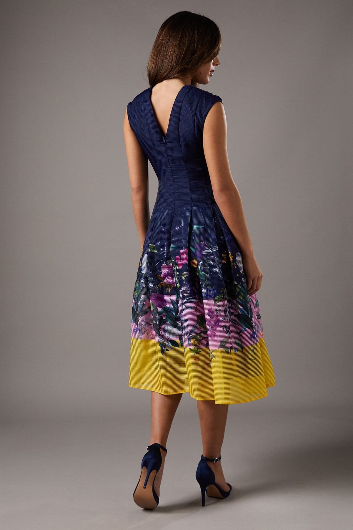Coast Coast Women's Burnout Organza Drop Waist Midi Dress in Navy - 4