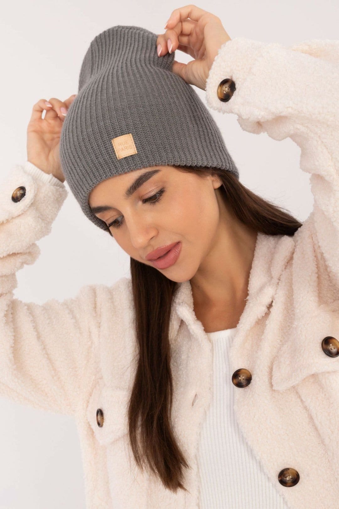 Love Lace Love Lace Women's Classic Monochrome Acrylic Beanie Hat with Discreet Patch Everyday in Grey - 4