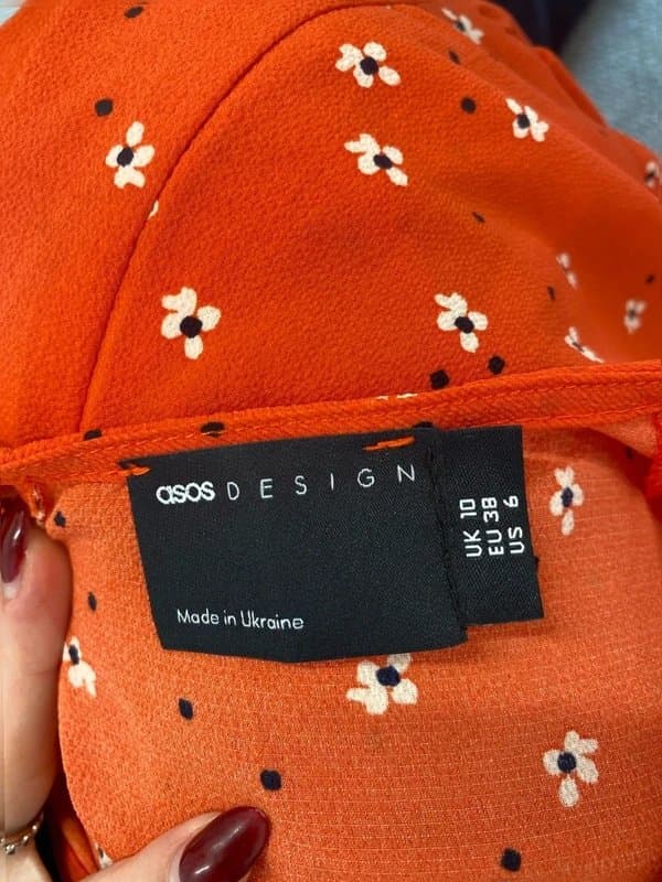 ASOS Gorgeous new look Orange floral smock dress summer uK 10 BT001