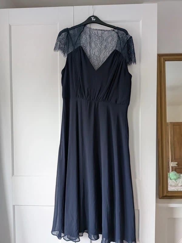 ASOS Lace detail navy special occasion dress