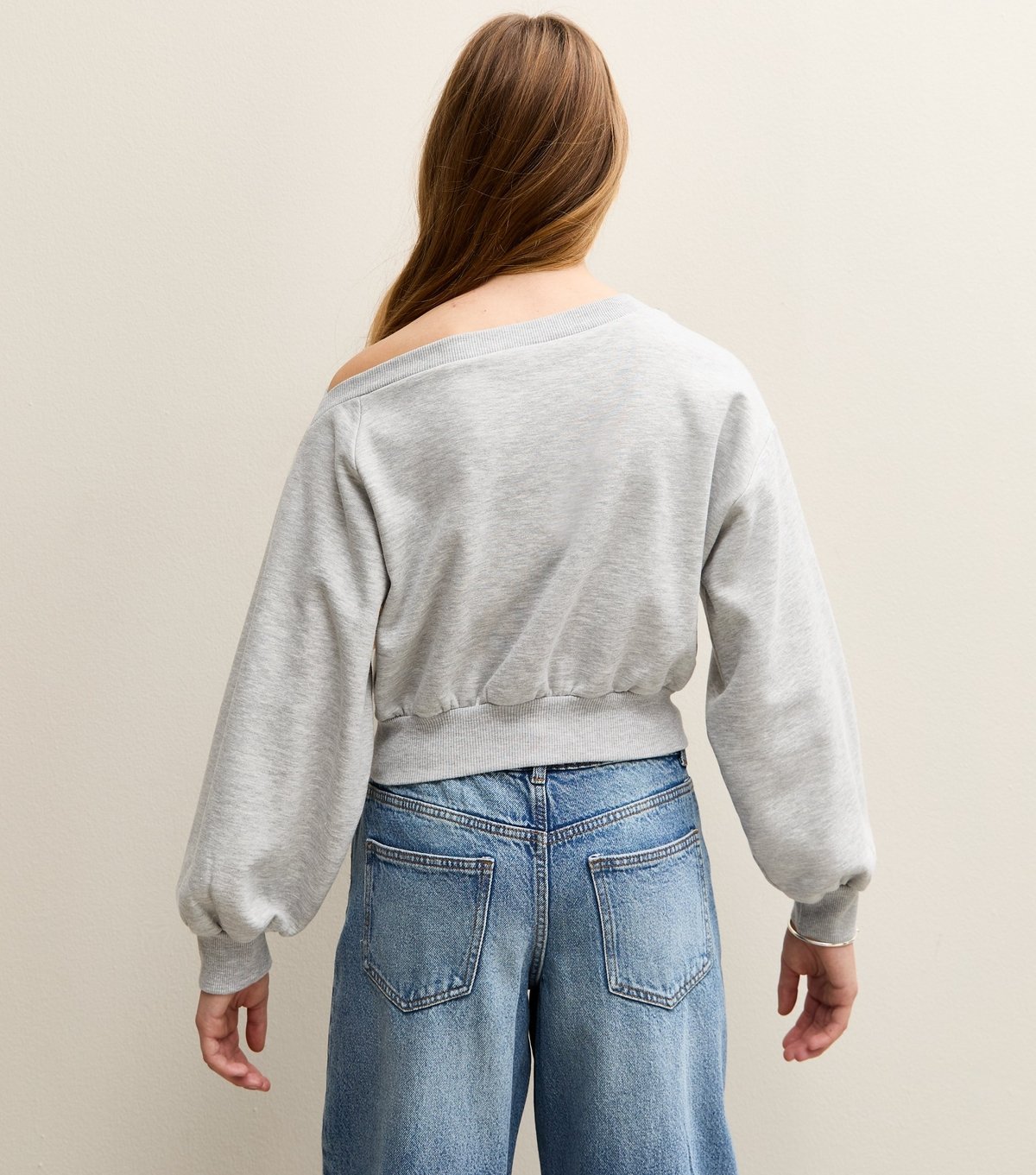 New Look Girls' Grey Paris Logo Off The Shoulder Sweatshirt New Look - 4