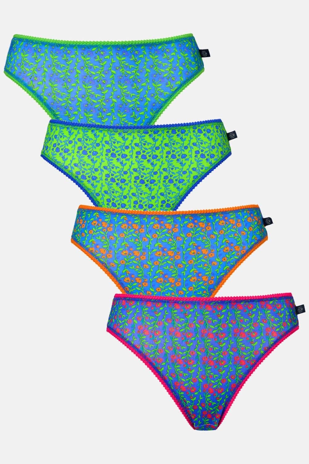 British Boxers British Boxers Women's Pack of Four "Boom Bloom" High Leg Knickers in Bright Blue