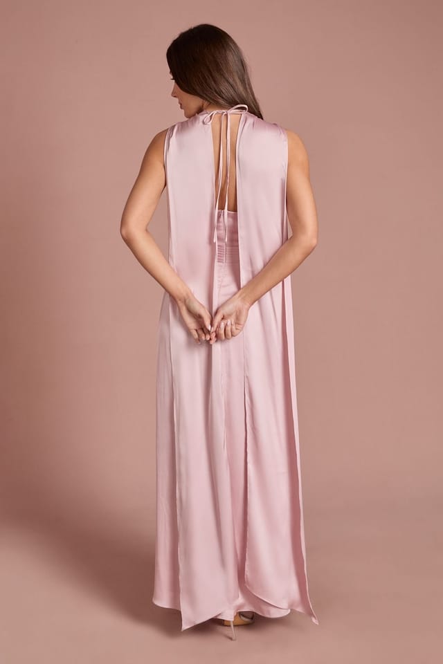 Coast Coast Women's 3D Corsage Satin Maxi Dress With Drape Detail in Pink - 3