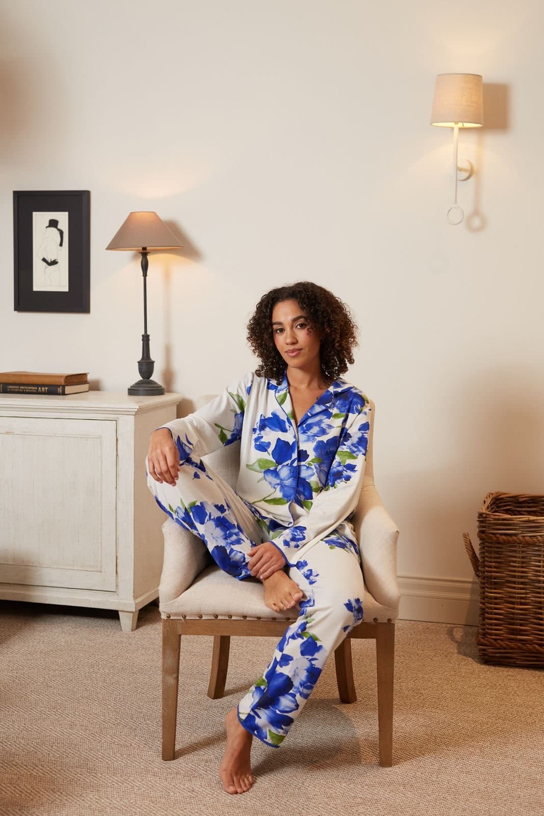 Cyberjammies Cyberjammies Women's MIDNIGHT BERRY FLORAL PRINTED JERSEY L/SLV PYJAMA SET in White