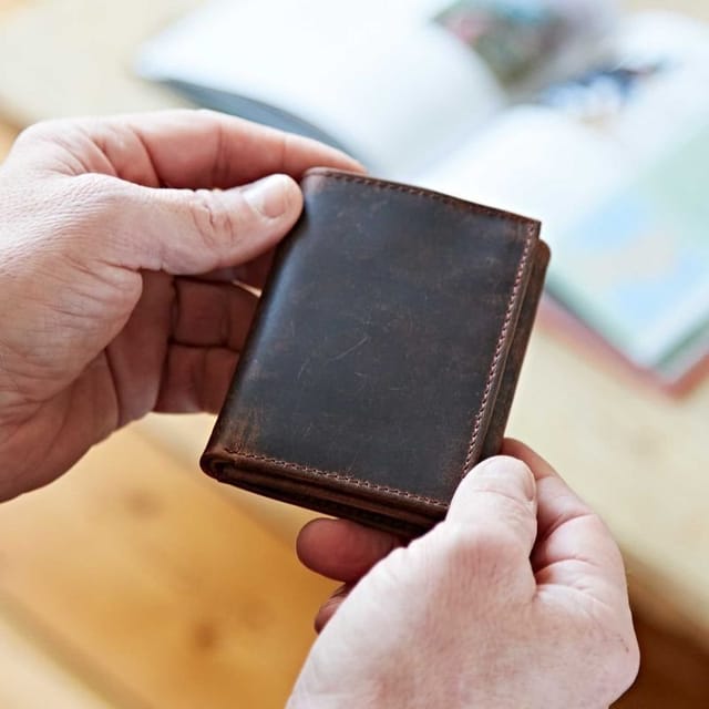 Paper High Paper High Men's Buffalo Leather Trifold Wallet in Brown - 2