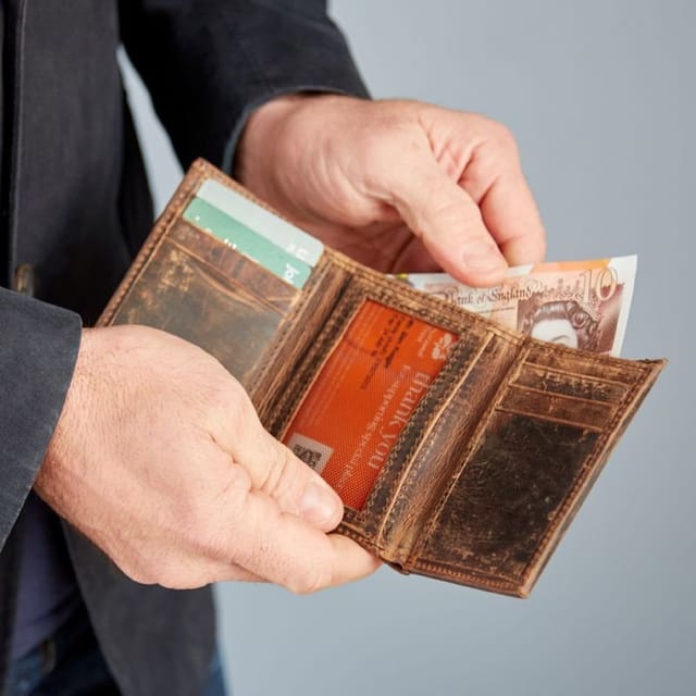 Paper High Paper High Men's Buffalo Leather Trifold Wallet in Brown - 3