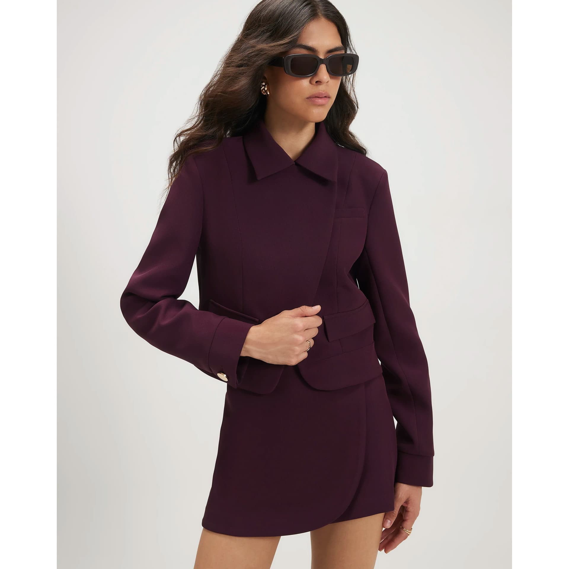 River Island River Island Womens Red Collared Asymmetric Placket Jacket