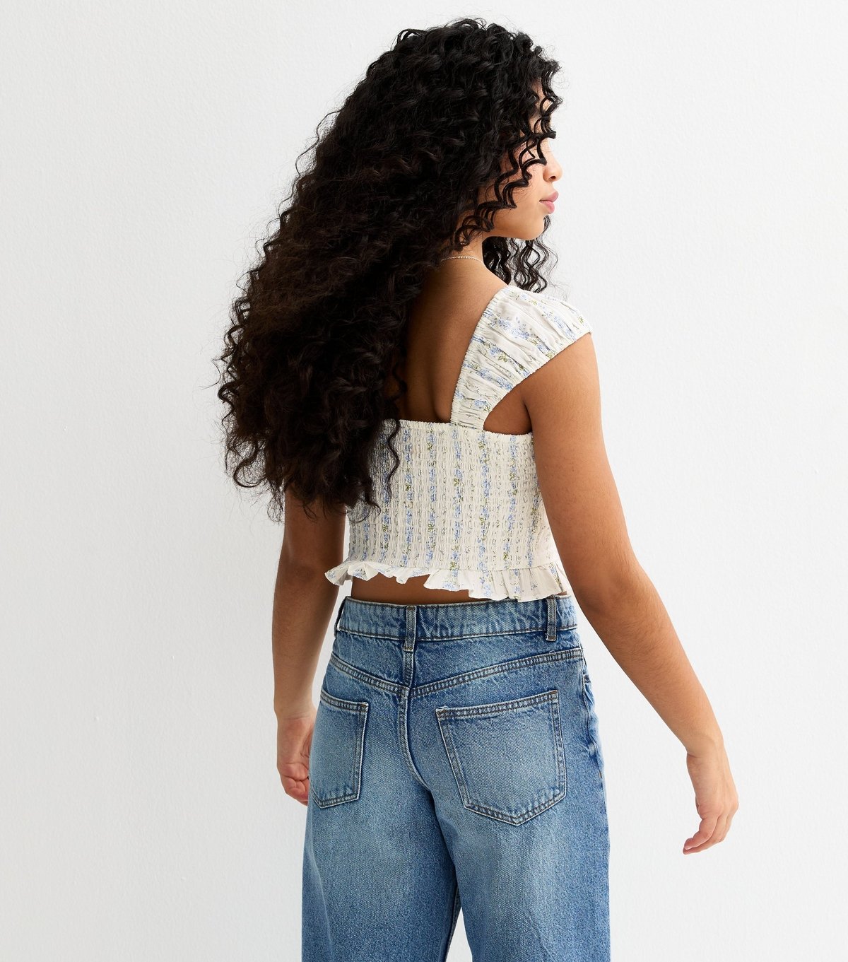 New Look Girls' White Floral Ruched Top New Look - 4