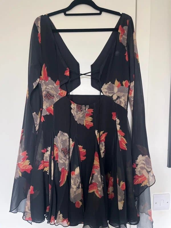 ASOS ASOS Design Black Floral Print Mini Dress