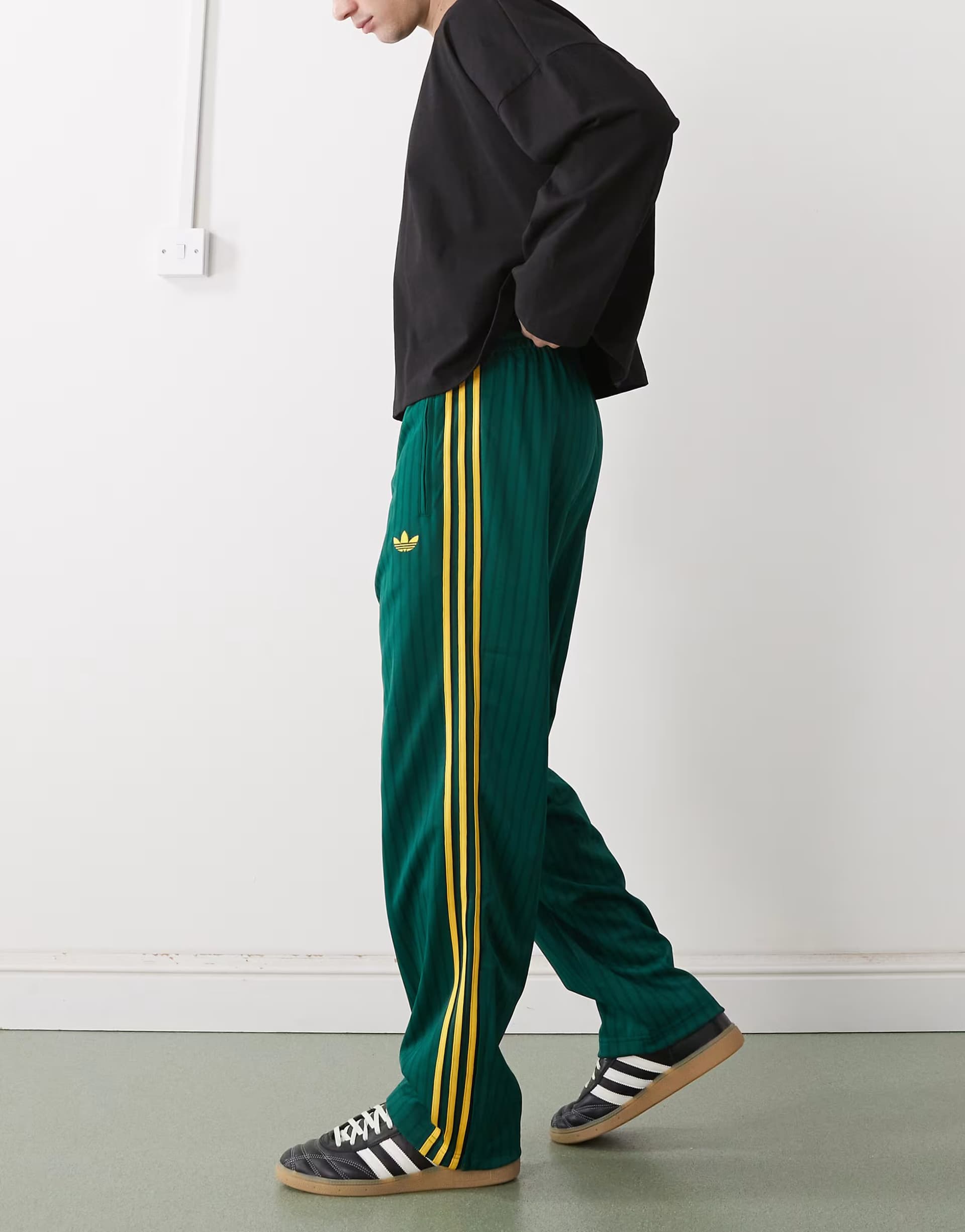 ASOS adidas Originals Firebird loose pinstripes track pants in green