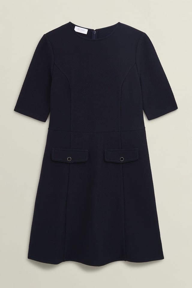 Hobbs London Hobbs London Women's Adelaide Short Sleeve Ponte Mini Dress in Dark Navy - 2