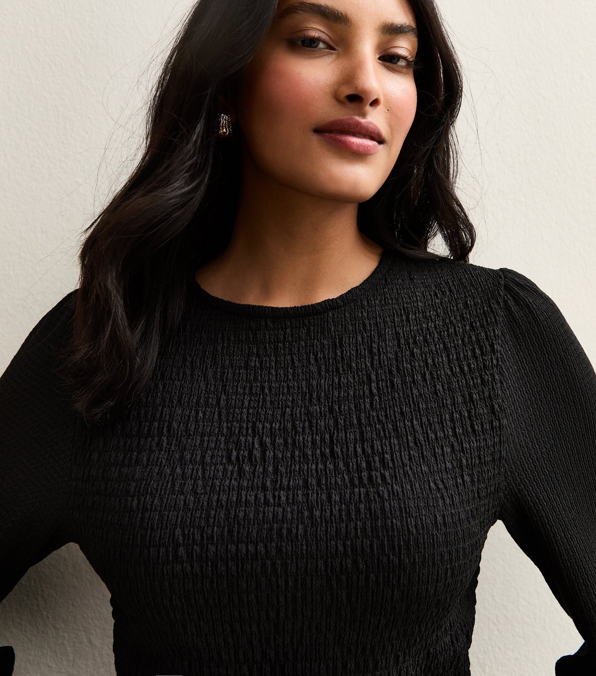 New Look Women's Black Shirred Long Sleeve Top New Look - 3