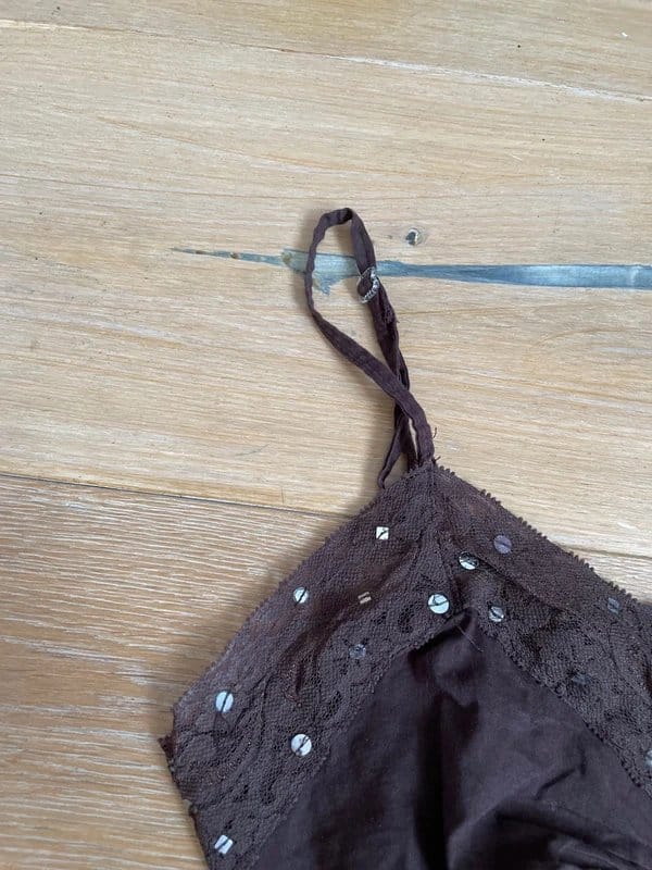 Atmosphere Brown Lace Sequinned Cami Straps Vintage Look