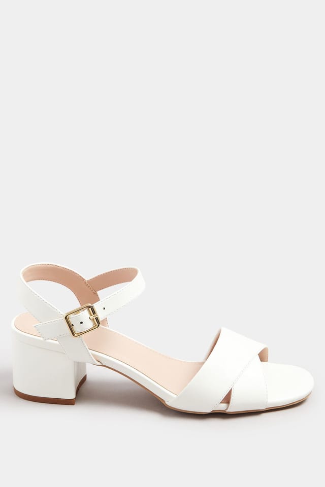 Long Tall Sally Long Tall Sally Women's Cross Over Block Heels in White - 3