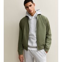 New Look Men's Dark Khaki Tech Fabric Bomber Jacket New Look - 3