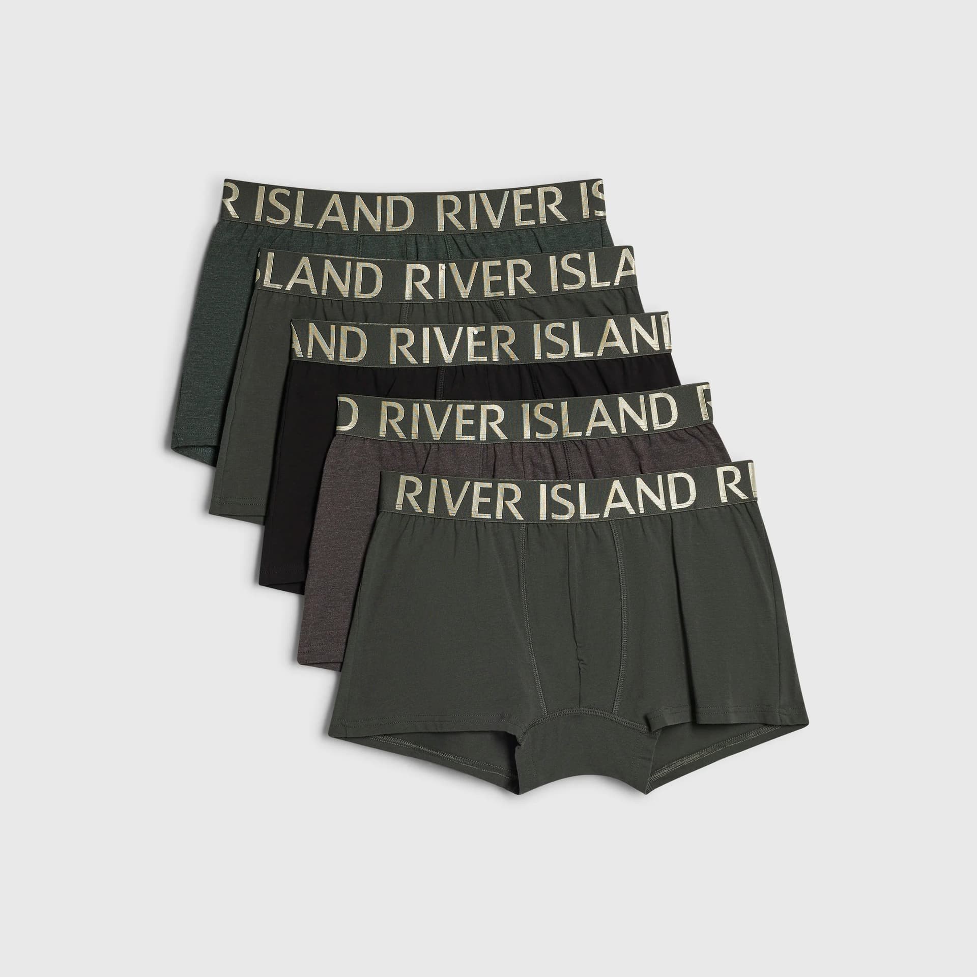 River Island Mens River Island Green Mixed Pack Of 5 Trunks